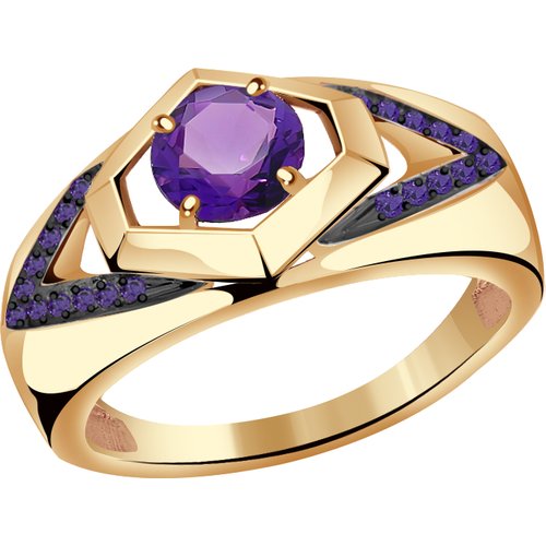 Купить Кольцо Diamant online, золото, 585 проба, аметист, фианит, размер 19
<p>В нашем...