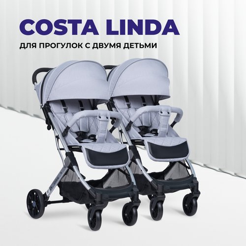 Купить Коляска прогулочная для двойни Costa Linda, серый
<h3>Детская прогулочная коляск...