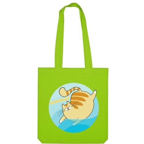 Купить Сумка Us Basic, зеленый
Название принта: Счастливый кот купается в море(океане,...