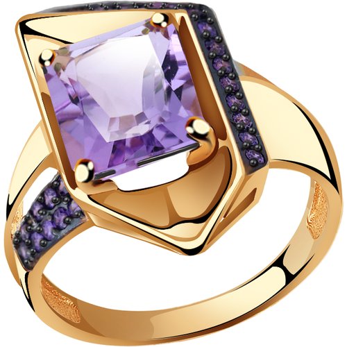 Купить Кольцо Diamant online, золото, 585 проба, фианит, аметист, размер 18.5
<p>В наше...