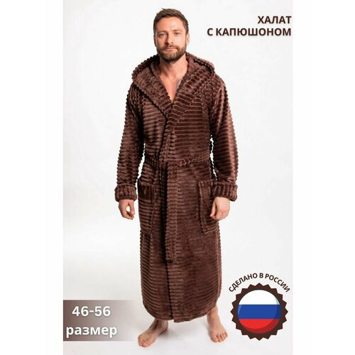 Купить Халат , размер 5XL, коричневый
Классический банный халат мужской с приспущенной...