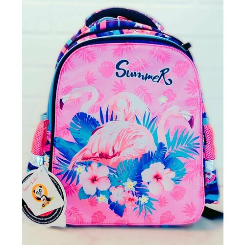 Купить Школьный ранец/рюкзак для девочки Книжка-магнит Фламинго/ Ранец школьный каркасн...