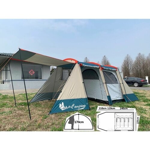 Купить Палатка туристическая 4 местная с большой тамбуром кемпинговая mircamping ART-01...