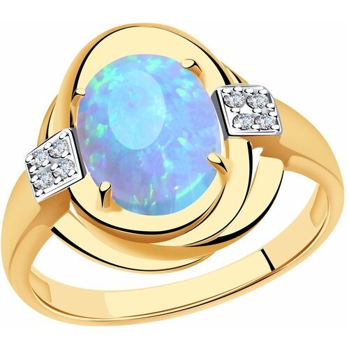 Купить Кольцо Diamant online, золото, 585 проба, фианит, опал, размер 18.5
<p>В нашем и...