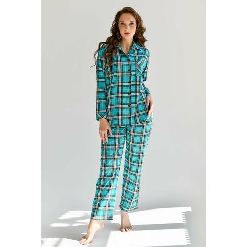 Купить Пижама , размер 44, бирюзовый
Трикотажная домашняя пижама - это стильный и комфо...