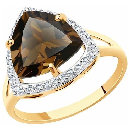 Купить Кольцо Diamant, красное золото, 585 проба, фианит, раухтопаз, размер 19.5
Кольцо...
