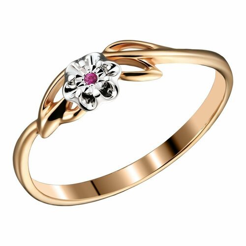 Купить Перстень UVI Ювелирочка Золотое кольцо с рубином, красное золото, 585 проба, руб...