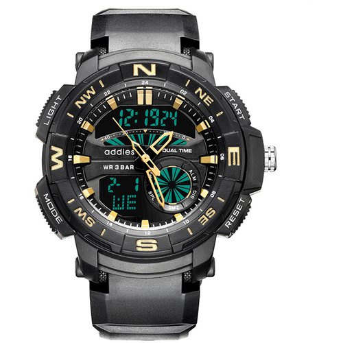 Купить Наручные часы, черный, золотой
Спортивные наручные часы с аналоговым и цифровым...