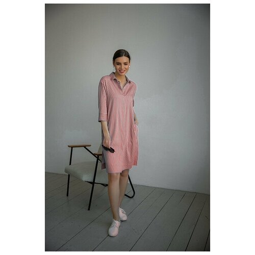 Купить Платье Ritini, размер 54, розовый
Платье-рубашка из эластичный хлопок в полоску...