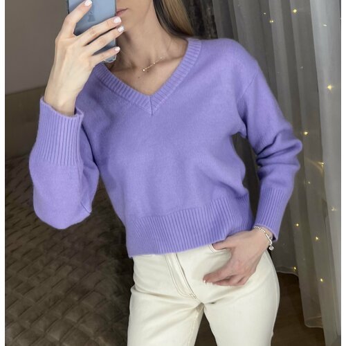 Купить Пуловер, размер 42/48, фиолетовый
Свитер женский оверсайз вязаный, отличная кофт...