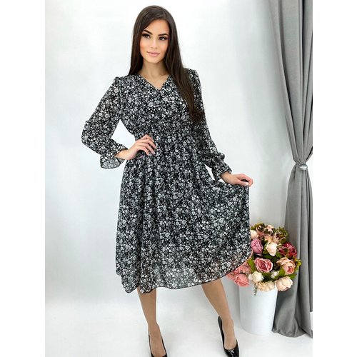 Купить Сарафан размер 42-48, серый, черный
Шифоновое платье с цветочным принтом. Универ...