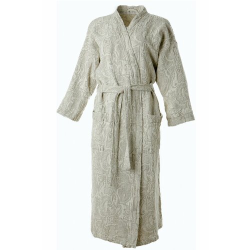 Купить Халат Белорусский лён, размер 52/54, серый, бежевый
Льняной халат для бани - зам...