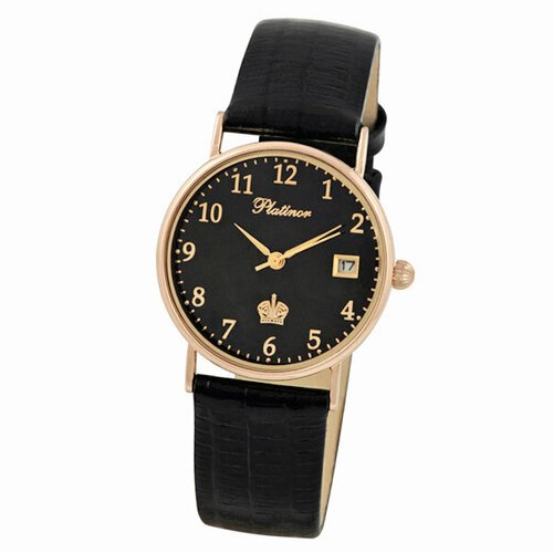 Купить Наручные часы Platinor, золото, черный
Классический круглый корпус модели Горизо...