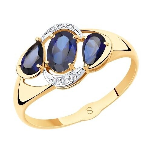 Купить Кольцо Diamant online, золото, 585 проба, корунд, фианит, размер 18
<p>В нашем и...