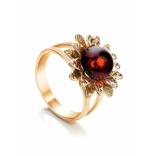 Купить Кольцо, янтарь, безразмерное, бордовый, золотой
Нарядное кольцо из в , украшенно...