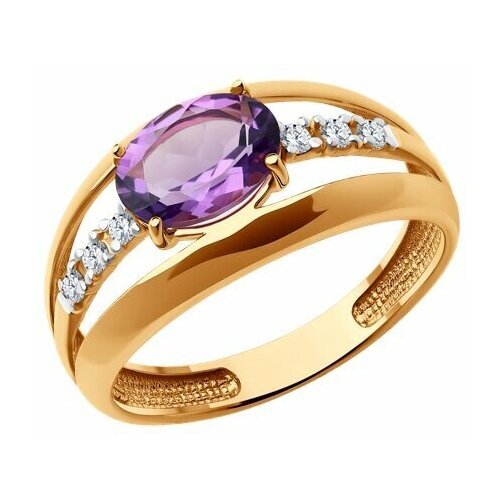 Купить Кольцо Diamant online, золото, 585 проба, фианит, аметист, размер 19.5
<p>В наше...