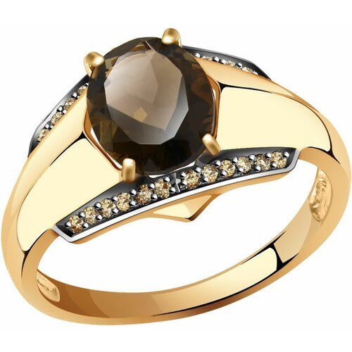 Купить Кольцо Diamant online, золото, 585 проба, фианит, раухтопаз, размер 16.5
<p>В на...