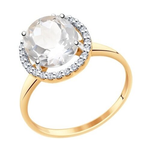 Купить Кольцо Diamant online, золото, 585 проба, фианит, горный хрусталь, размер 18.5
<...