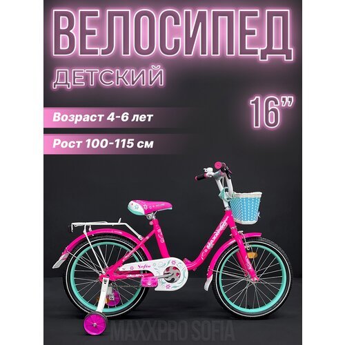 Купить Велосипед детский MAXXPRO SOFIA 16" малиновый, бирюзовый SOFIA-N16-1
Детский вел...