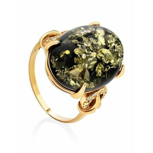 Купить Кольцо, янтарь, безразмерное, зеленый, золотой
Кольцо из позолоченного серебра с...