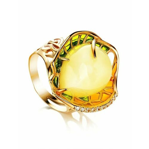 Купить Кольцо, янтарь, безразмерное, белый, золотой
Роскошное нарядное кольцо украшенно...