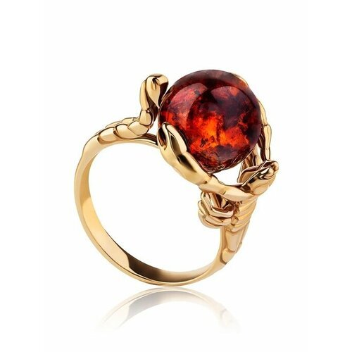 Купить Кольцо, янтарь, безразмерное, бордовый, золотой
Эффектное кольцо из и натурально...