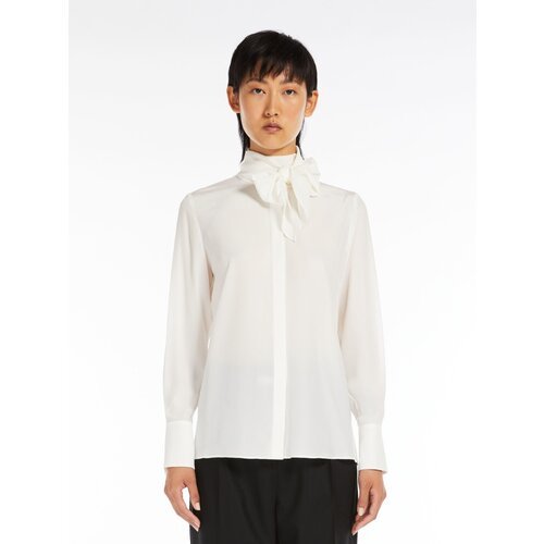 Купить Блуза Max Mara, размер 38, экрю, белый
Рубашка из тонкого чистого шелкового креп...