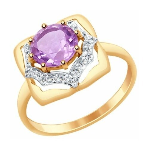 Купить Кольцо Diamant online, золото, 585 проба, фианит, аметист, размер 17
<p>В нашем...