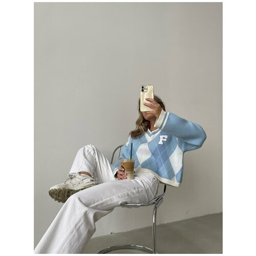 Купить Свитер FEELZ, размер M, голубой
Модный укороченный свитер женский с v образным в...