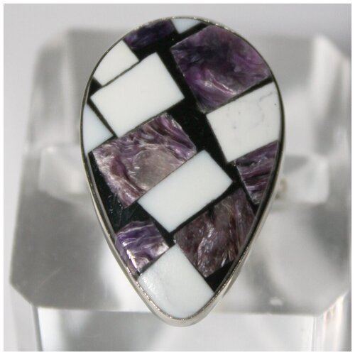Купить Кольцо True Stones, чароит, кахолонг, размер 18, фиолетовый, белый
Кольцо мозайк...