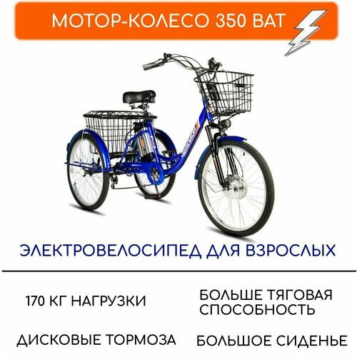 Купить Электровелосипед трехколесный для взрослых РВЗ "Чемпион", 350 12, синий
Новая мо...