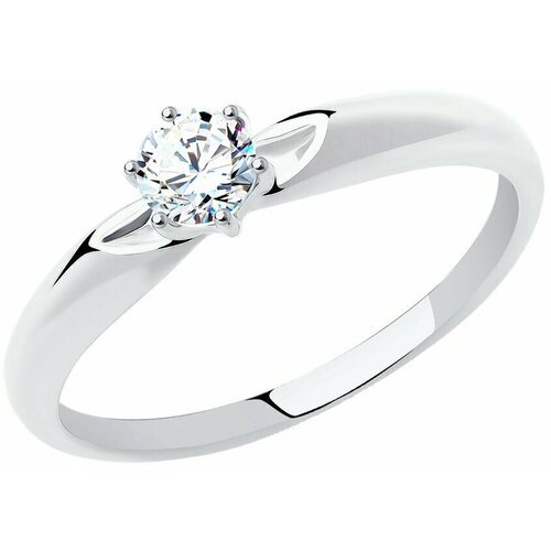 Купить Кольцо помолвочное Diamant online, белое золото, 585 проба, фианит, размер 17
<p...