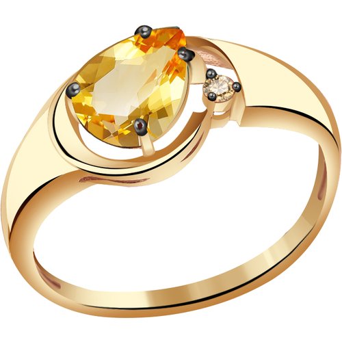 Купить Кольцо Diamant online, золото, 585 проба, цитрин, фианит, размер 17.5
<p>В нашем...