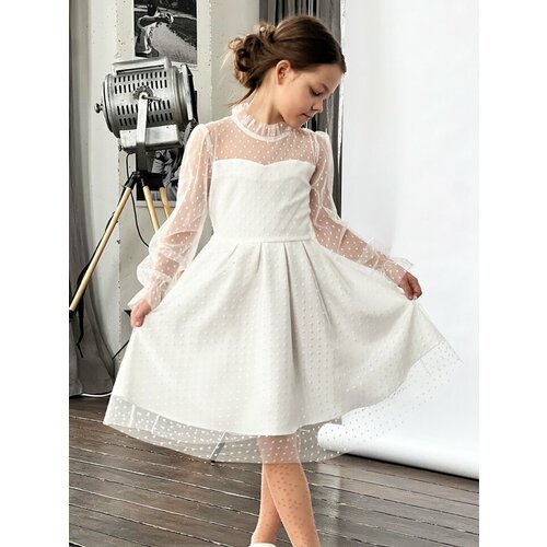 Купить Платье Бушон, размер 128-134, белый
Красивое платье для девочки с отделкой мягки...