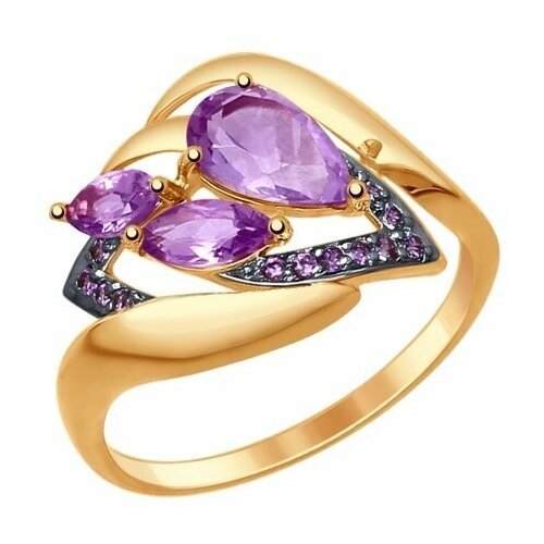 Купить Кольцо Diamant online, золото, 585 проба, аметист, фианит, размер 18
<p>В нашем...