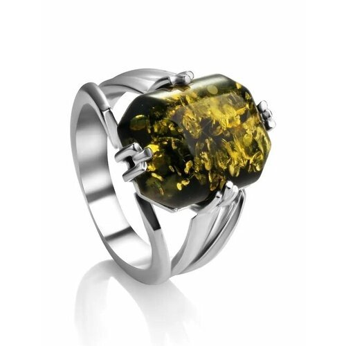 Купить Кольцо, янтарь, безразмерное, зеленый, серебряный
кольцо с натуральным искрящимс...