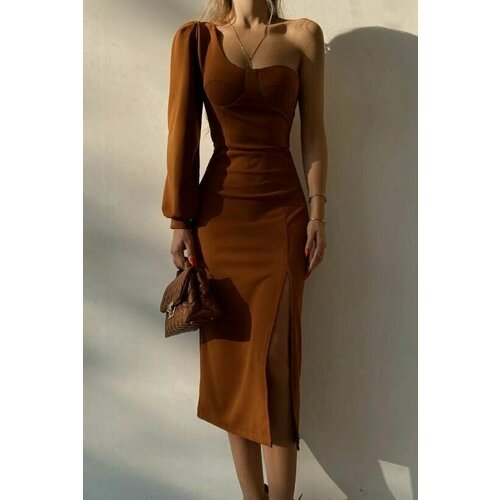 Купить Сарафан Mia Lover, размер 46, коричневый
Коричневое платье на одно плечо - такое...