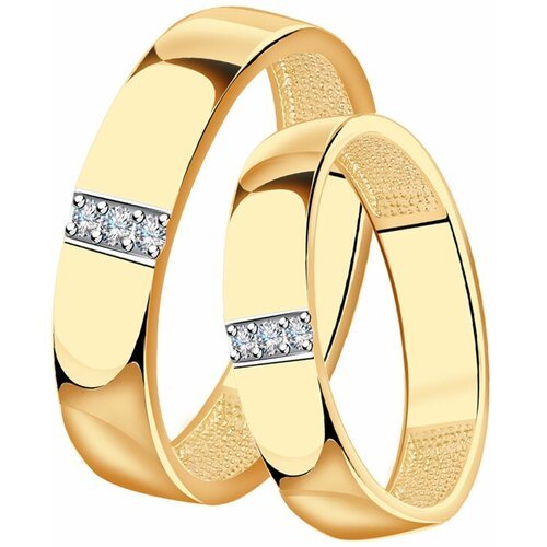 Купить Кольцо обручальное Diamant online, золото, 585 проба, фианит, размер 17.5
<p>В н...