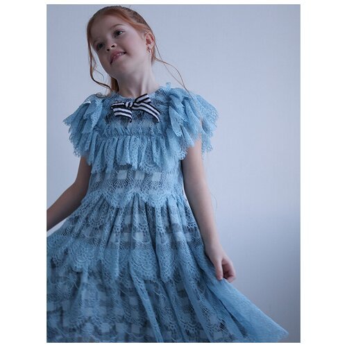 Купить Платье Leya.me, размер 128, голубой
Нарядное детское платье из голубого кружева...