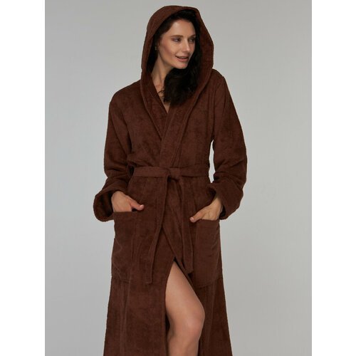 Купить Халат , размер 54/56, коричневый
Женский махровый халат с капюшоном изготовлен и...