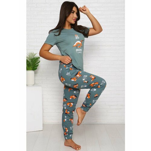 Купить Пижама MollyDay, размер 54, хаки
домашний комплект с шортами или со штанами , со...