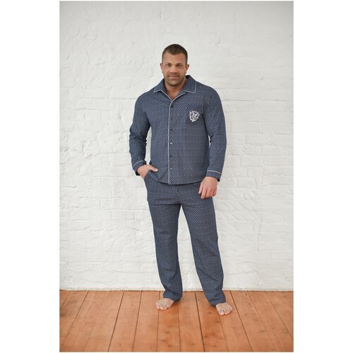 Купить Пижама TLG, размер 56, синий
Пижама мужская состоит из пижамной куртки и брюк.<b...