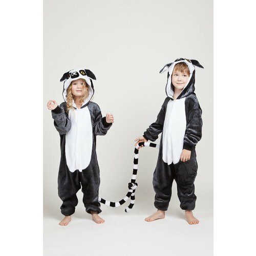 Купить Кигуруми Лемур, размер 140-150, серый
Детская пижама-кигуруми "Лемур" 85 - это н...