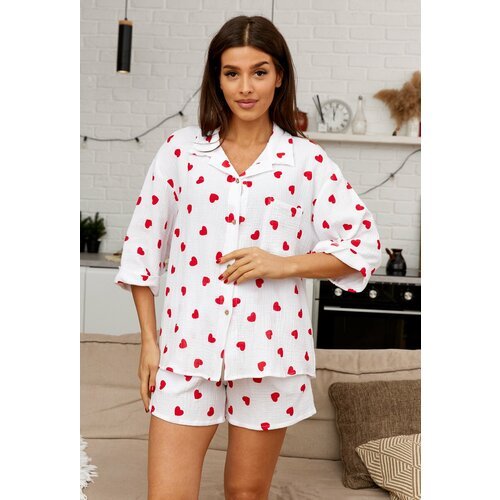 Купить Пижама , размер S, белый
Представляем Вам пижаму женскую из муслина с шортами -...
