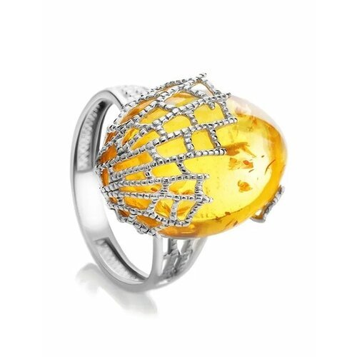 Купить Кольцо, янтарь, безразмерное, желтый, серебряный
кольцо «Паутинка» с натуральным...