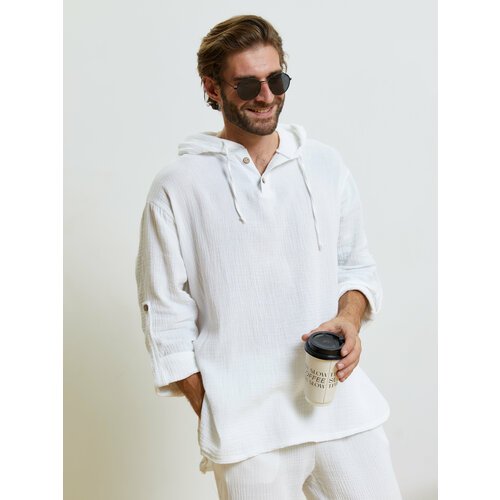 Купить Лонгслив Fiery Glow, размер 50-52, белый
Рубашка мужская с большим капюшоном пре...