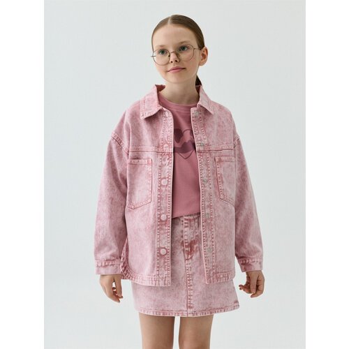 Купить Джинсовая куртка Sela, размер 128, розовый
Джинсовая куртка-рубашка для девочки...