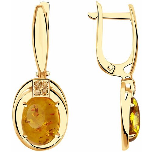 Купить Серьги Diamant online, золото, 585 проба, фианит, янтарь, желтый
<p>В нашем инте...