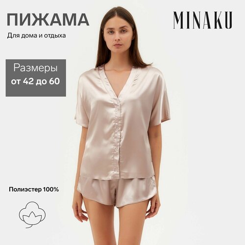 Купить Пижама Minaku, размер 44, бежевый
Пижама (сорочка, шорты) женская MINAKU: Light...