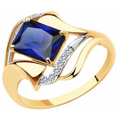 Купить Кольцо Diamant, красное золото, 585 проба, фианит, корунд синтетический, размер...